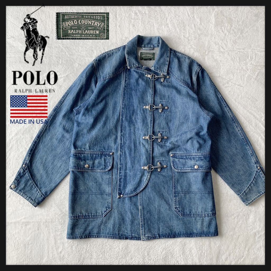 超希少！USA製 80s POLO COUNTRY RALPH LAUREN ポロカントリー ラルフローレン ファイヤーマン ジャケット コート デニム カバーオール RRLの画像2