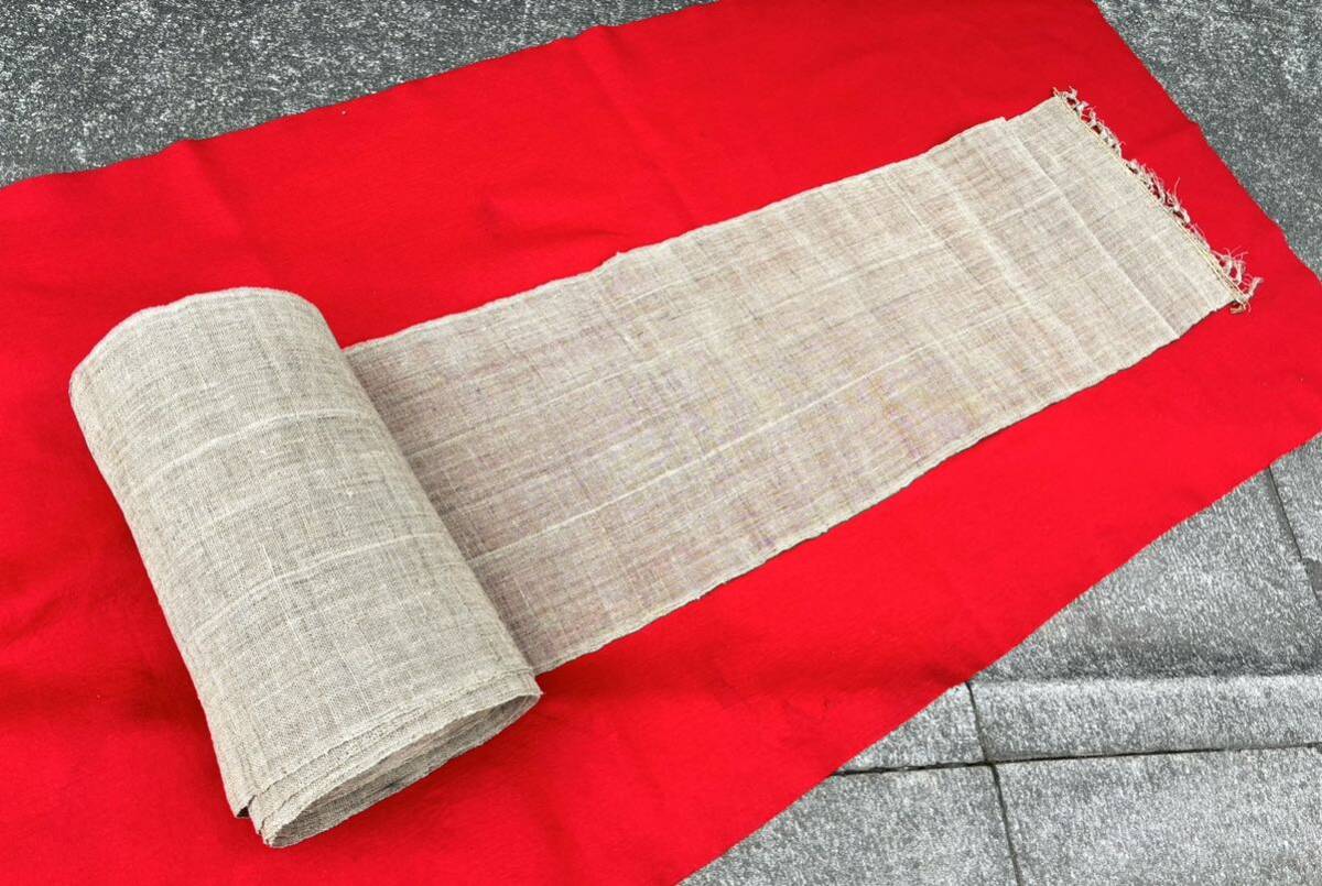 【兎】時代物 本麻 反物 長さ約22m 重さ 2.8kg（襤褸/パッチワーク野良着/古裂/ボロ/裂織りリメイク ヴィンテージハギレ/古布)の画像4