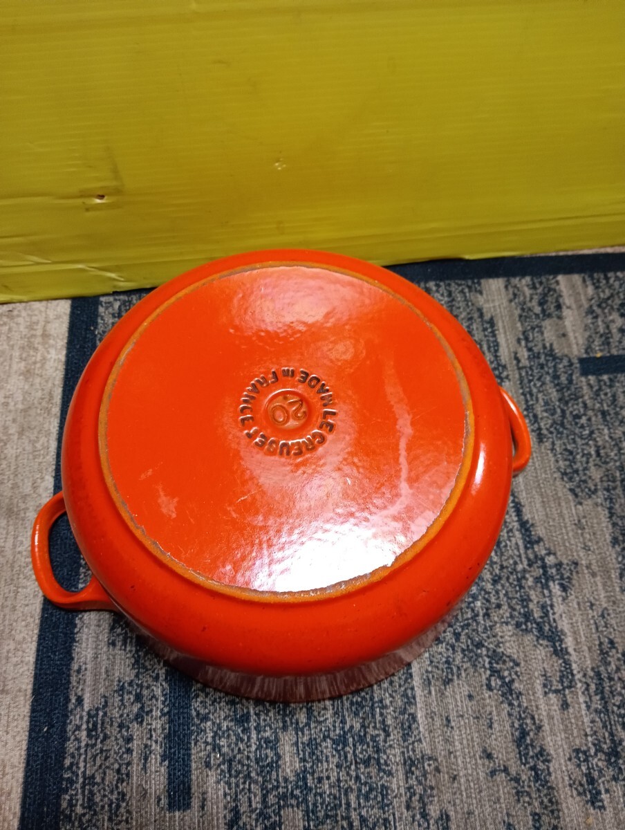 LE CREUSET ホーロー鍋 オレンジ 20cm 中古品_画像4