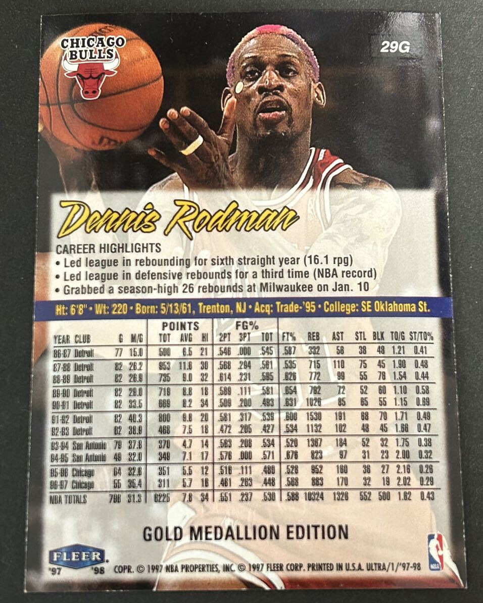 NBA 97-98 ULTRA GOLD MEDALLION #29G Dennis Rodman ※コンディション注意の画像2