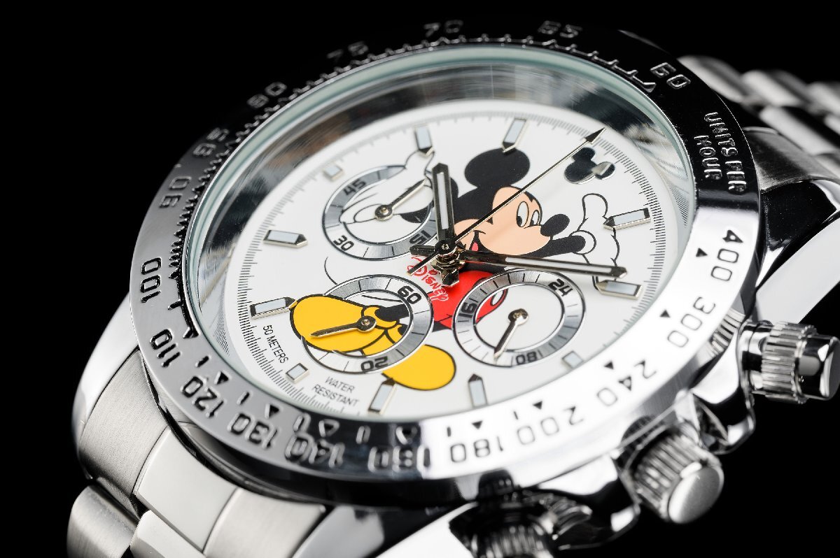 1円～ 1スタ アナザーヘブン×Disney限定MICKEYミッキーマウス別注コラボ時計クロノグラフ美しすぎるWH5ホワイト気圧絶版新品逆輸入_画像1