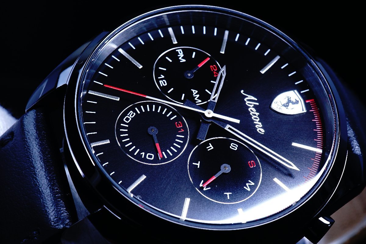 1 иен ~1 старт SCUDERIA FERRARI[s Koo te задний * Ferrari ]FERRARI официальный наручные часы / новый товар подлинный товар прекрасный .... черный × хронограф кожаный ремень 