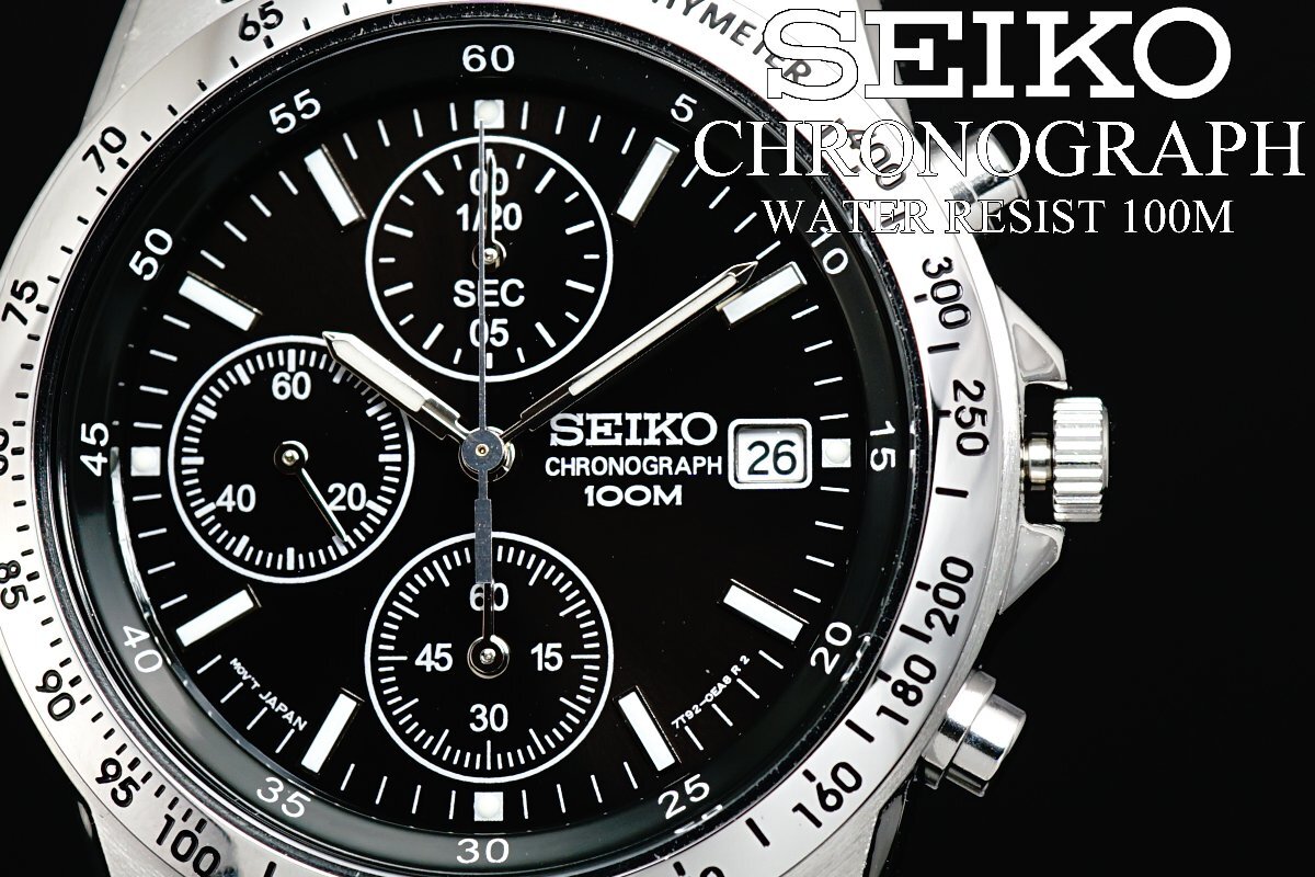 1円～ 1スタ セイコー 正規品 海外モデル SEIKO 逆輸入 タキメーター 新品 1/20秒 クロノグラフ 腕時計 メンズ激レア入手困難 100m防水