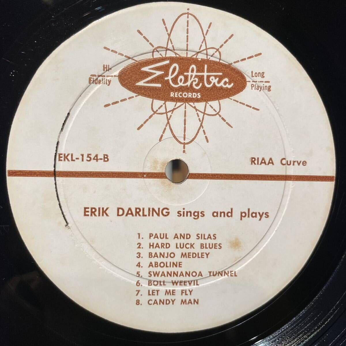 【US盤Org.深溝Monoレア】 Erik Darling Erik Darling (1958) Elektra EKL-154 banjo folk Rooftop Singersの画像6