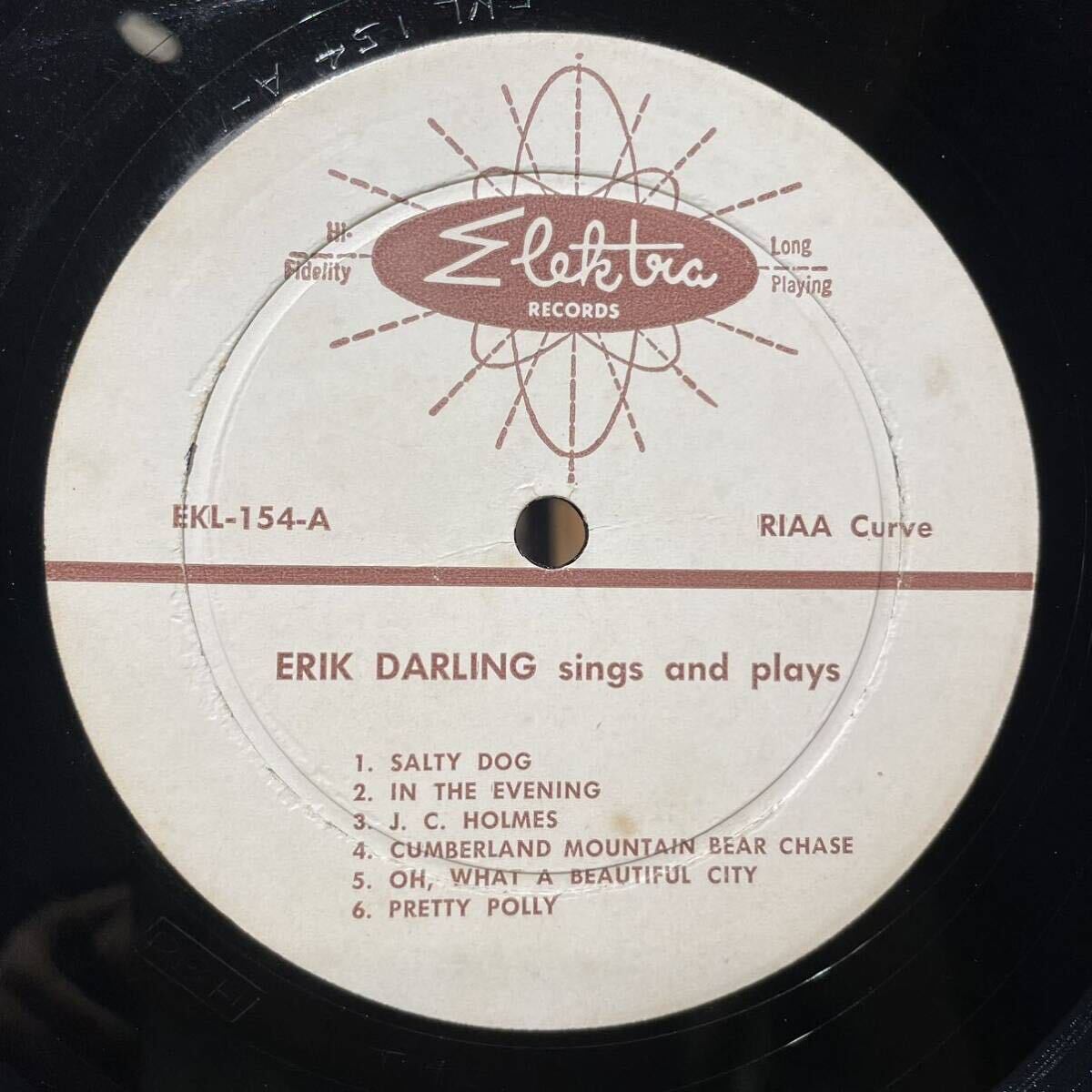 【US盤Org.深溝Monoレア】 Erik Darling Erik Darling (1958) Elektra EKL-154 banjo folk Rooftop Singersの画像5