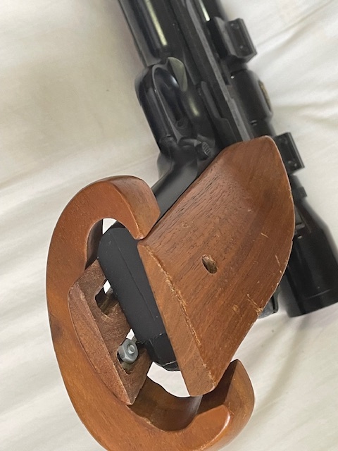 マルゼン APS-1 ドミネーター 実銃用ターゲットグリップ tasco製ピストルスコープ付き 木製グリップの画像7