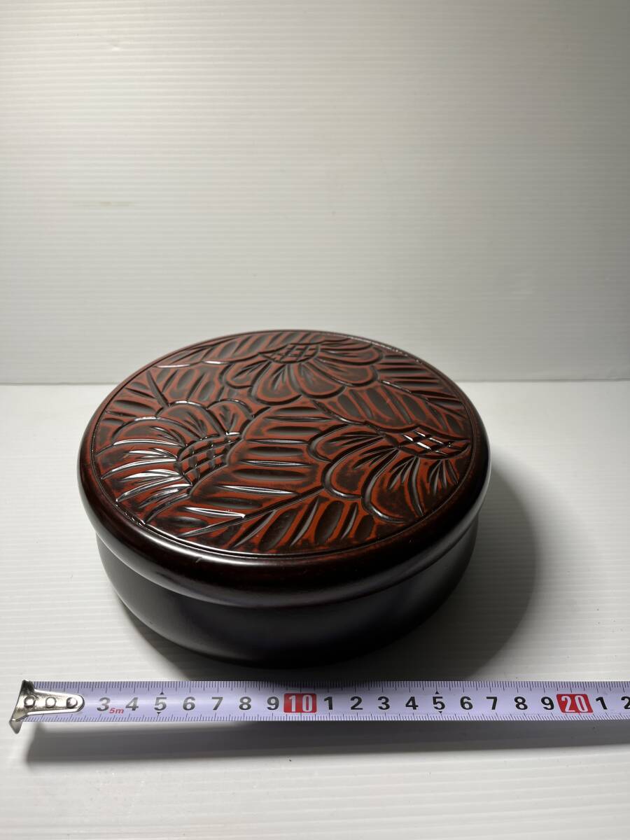 鎌倉彫 菓子鉢 菓子器 蓋付き 小物入れ 伝統工芸 日光彫 木製