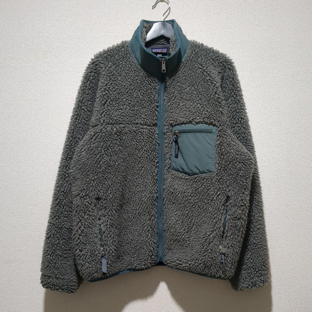 【USA製】 patagonia レトロ クラシック カーディガン Ｌ パタゴニア パイル ボア フリース ジャケット ビンテージ ヴィンテージ グレーの画像1