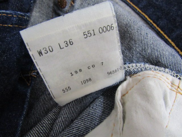 Levi's リーバイス デニムパンツ 米国製 復刻モデル 90's 551ZXX 0006 バレンシア復刻 USA製 555 中古品 ★5140の画像7