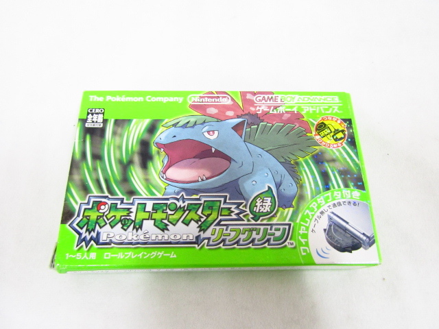 ポケットモンスター Pokemon 緑 リーフグリーン ワイヤレスアダプタ付き ゲームボーイ アドバンス 中古品 ◆030094_画像1