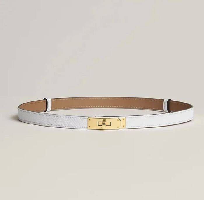 未使用新品】HERMES エルメス レザーベルト《ケリー》ブラン 白 未使用新品】HERMES エルメス レザーベルト《ケリー》ブラン 白
