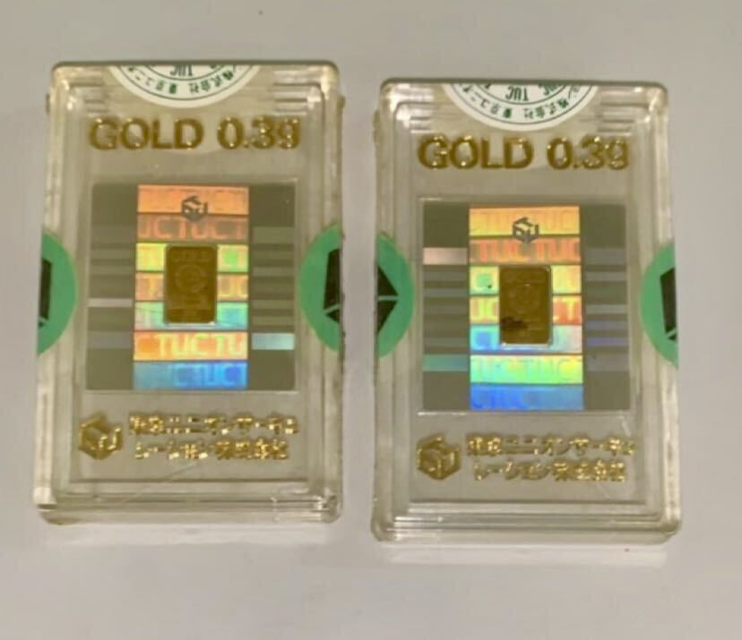 インゴット 純金 ゴールド 0.3g×2 東京ユニオンサーキュレーション GOLD 24金 ケース入り TUC パチンコ特殊景品 の画像1