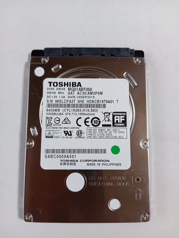 TOSHIBA HDD MQ01ABF050 500GB SATA 7mm_画像1