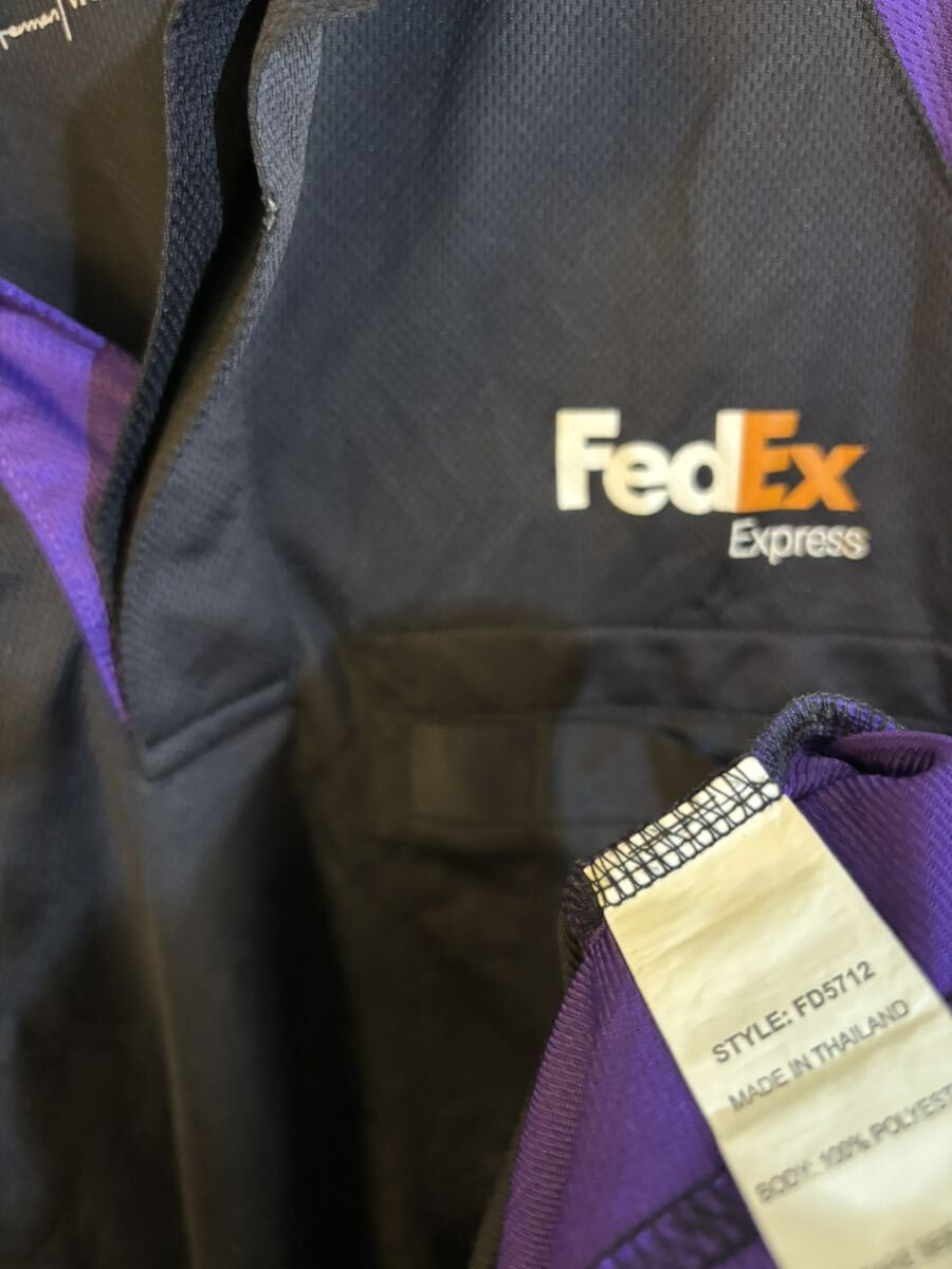 半袖ワークシャツ ポロシャツ FedEx フェデックス サイズL ストレッチ 企業系 宅配系 重ね着 アメリカ古着の画像3
