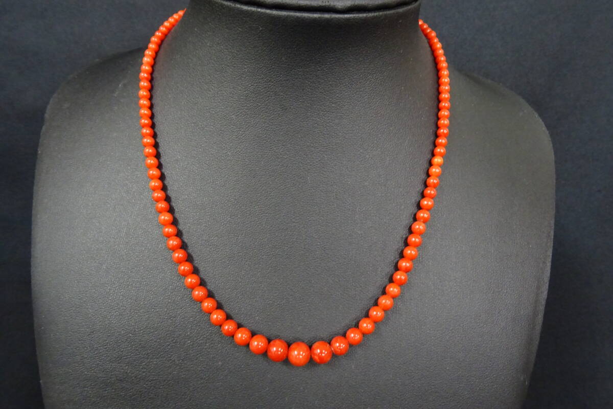  red .. coral coral necklace metal fittings K18 18 gold 11g approximately 3.5mm~ approximately 7.1mm jewelry accessory 