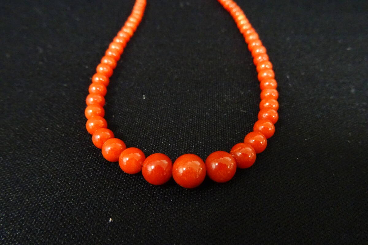  red .. coral coral necklace metal fittings K18 18 gold 11g approximately 3.5mm~ approximately 7.1mm jewelry accessory 
