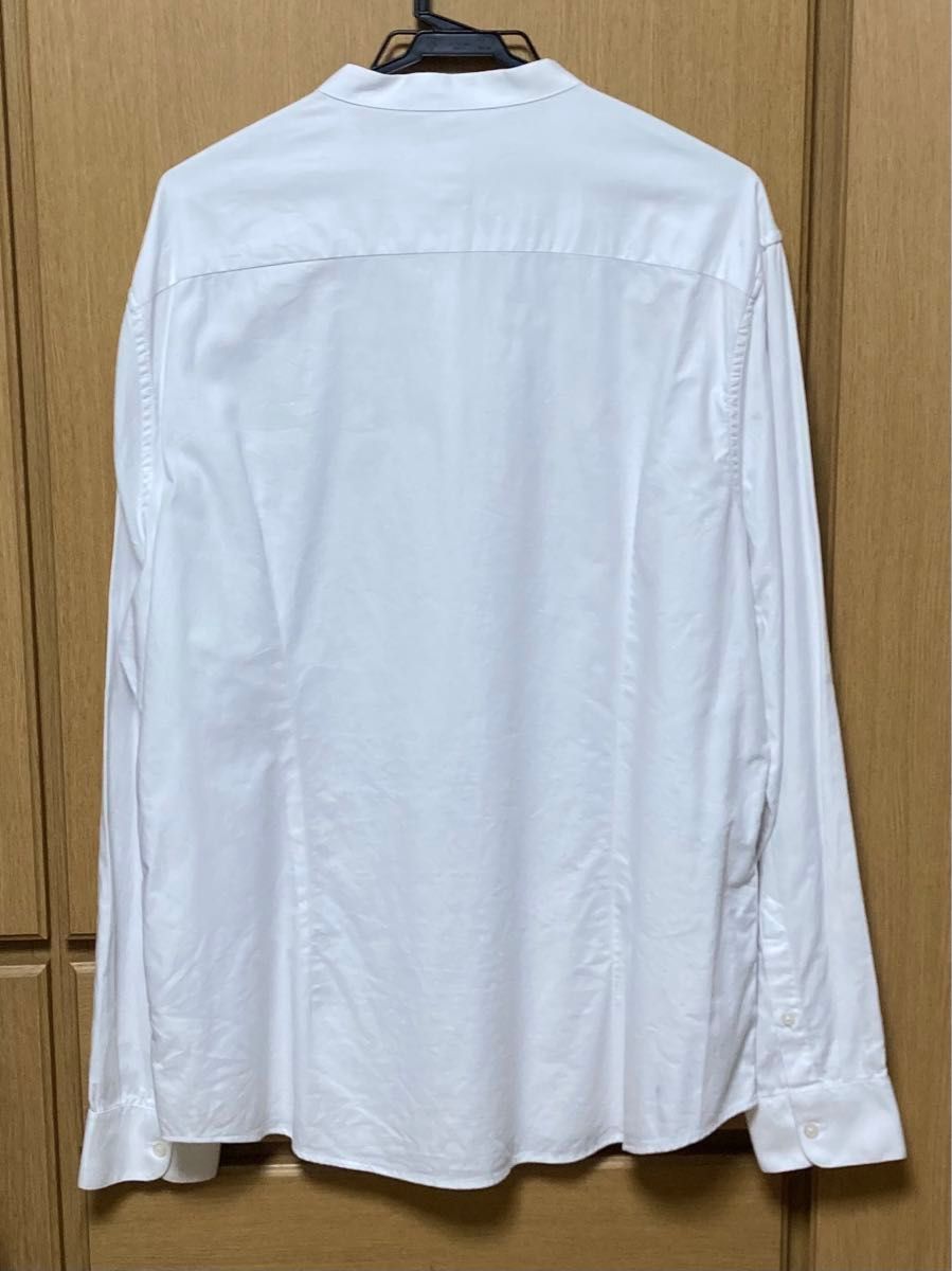 H&M エイチアンドエム　ワイシャツ　バンドカラー　スタンドカラー　カラーレス　ホワイト　白 長袖シャツ ノーカラー シャツ