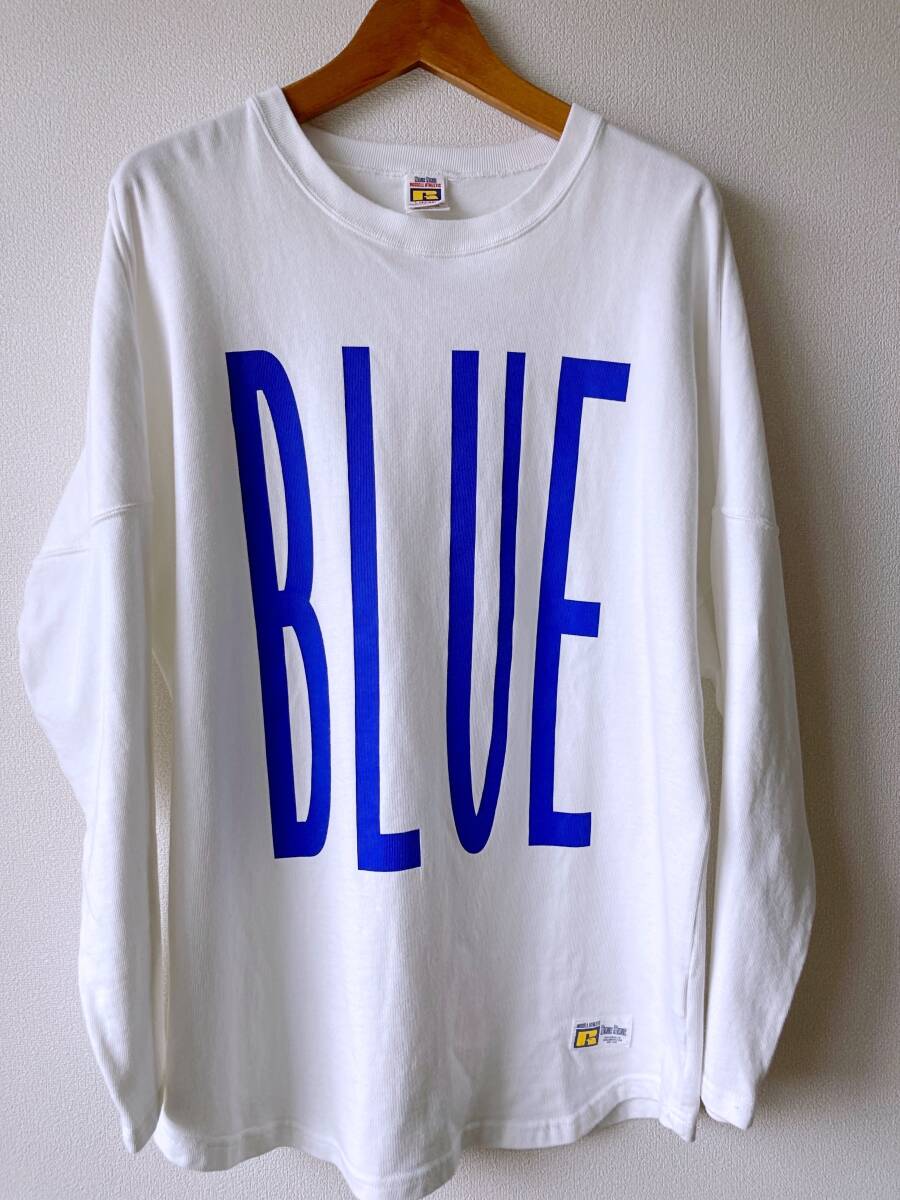 美品送無料 ハリウッドランチマーケット BLUE BLUE × RUSSELLATHLETIC ラッセルアスレチックロゴ入フットボールTシャツアメリカンスポーツ_画像8