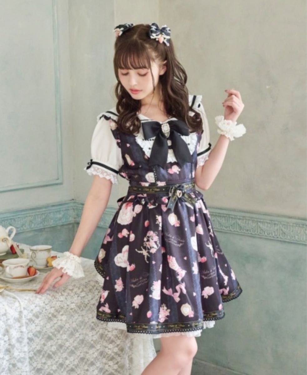 LIZLISA リズリサ Salon de Fraise柄ワンピース ブラック|Yahoo LIZLISA リズリサ Salon de Fraise柄ワンピース ブラック|Yahoo