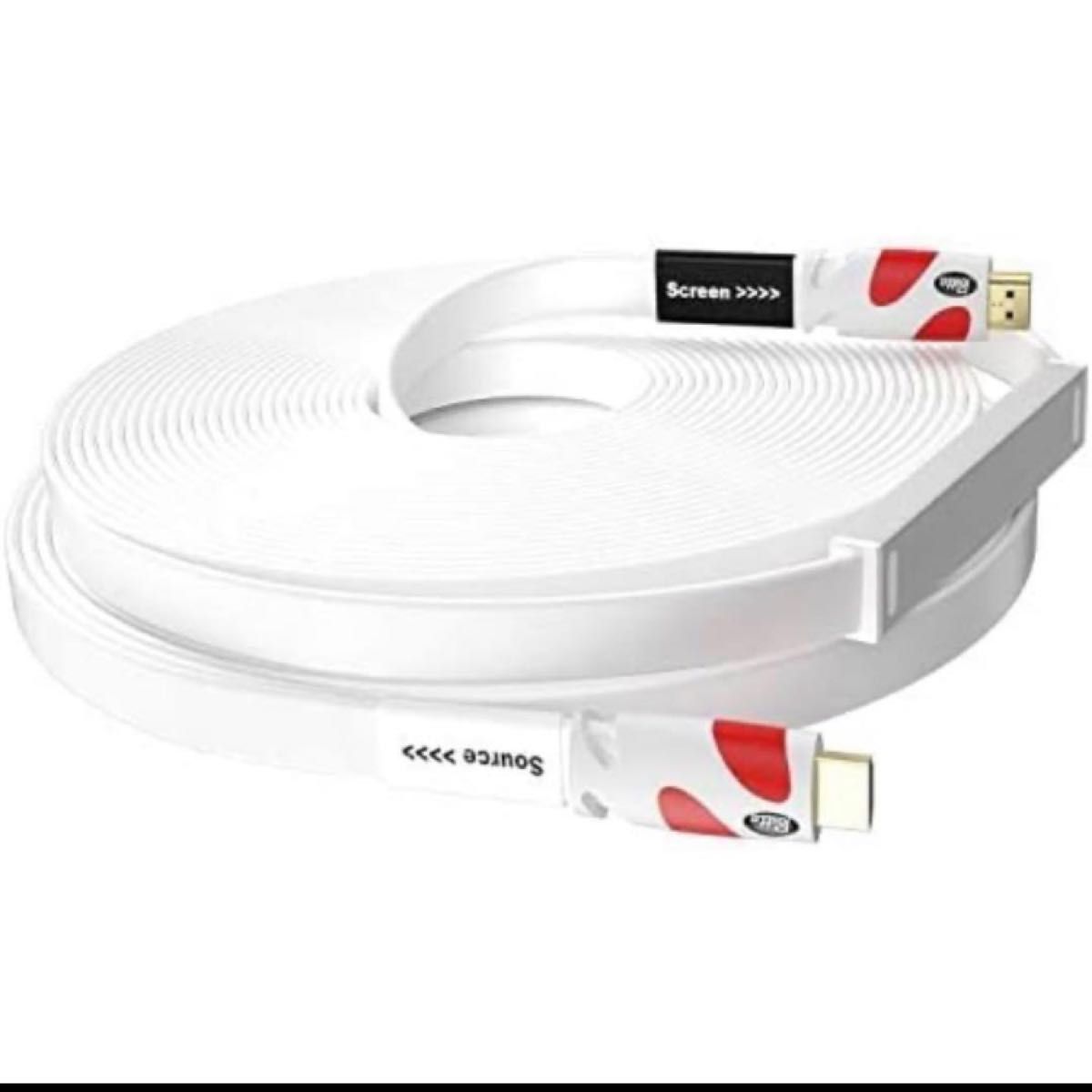 Postta HDMI イーサネット　30m  ホワイト 白　フラットタイプ　プロジェクター　デスクトップパソコン