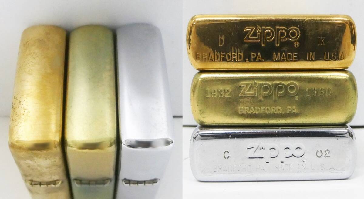 02 67-593539-15 [Y] Zippo ジッポ SOLID BRASS 1993年 2002年 他 3点 セット オイル ライター 喫煙具 旭67の画像5