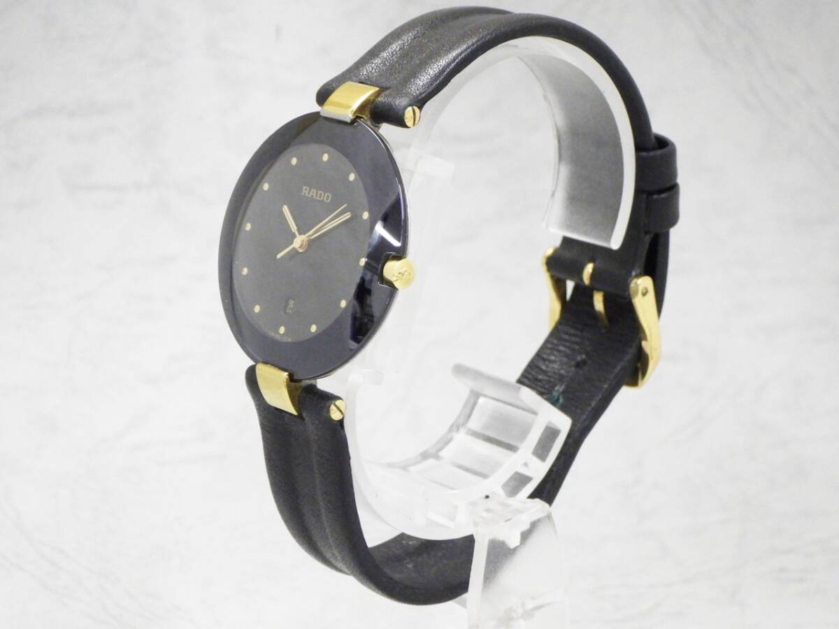 01 15-593578-16 [Y] RADO ラドー 129.4075.4N クォーツ メンズ デイト 腕時計 ブラック×ゴールドカラー 札15の画像2