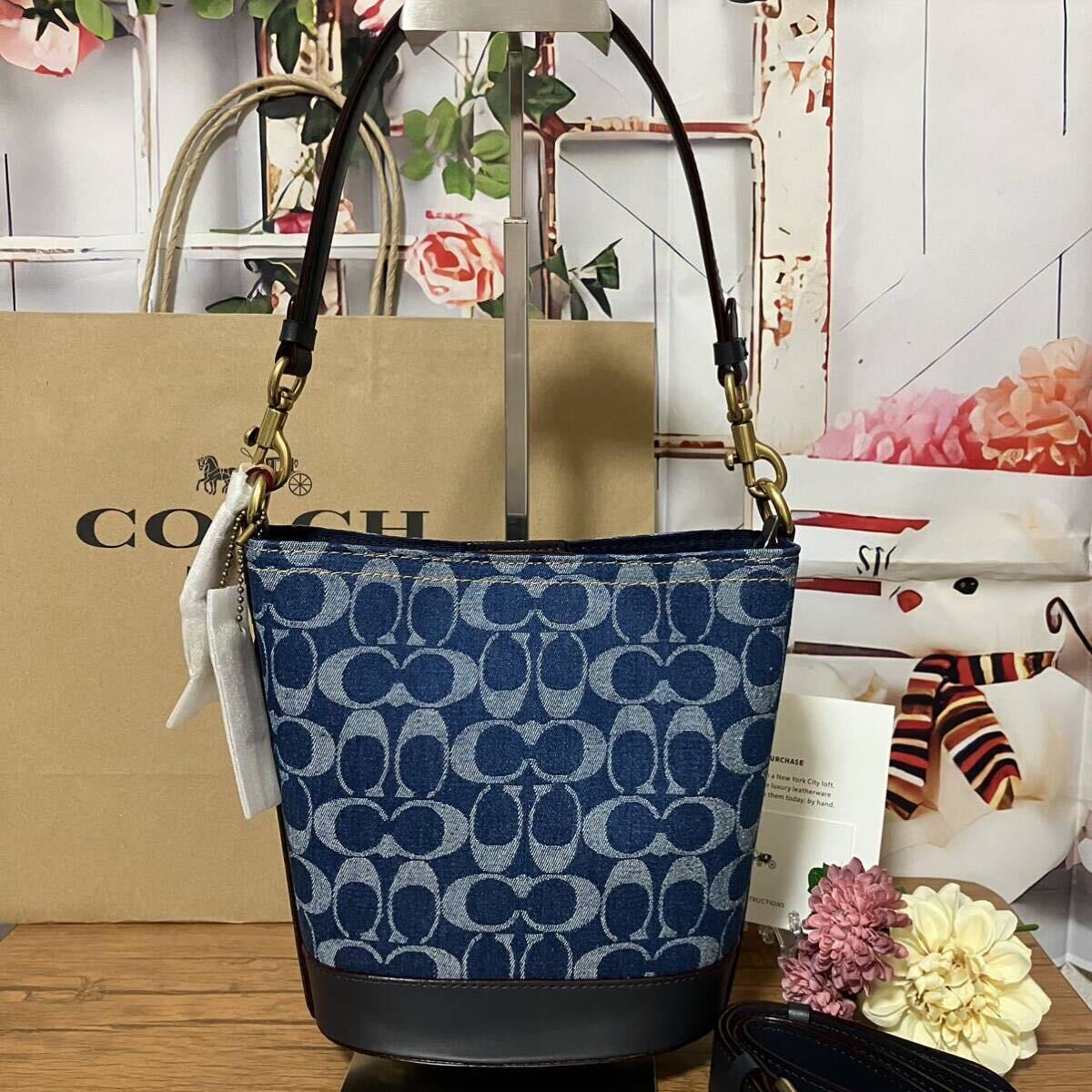 【新作】コーチ COACH ダコタ バケット バッグ 16 デニム ブルー アウトレット 新品未使用の画像2