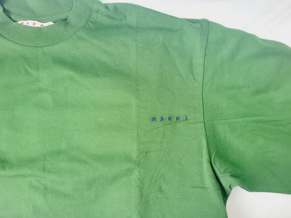  не использовался!!MARNI Marni Logo вышивка вырез лодочкой футболка зеленый зеленый HUMU0223