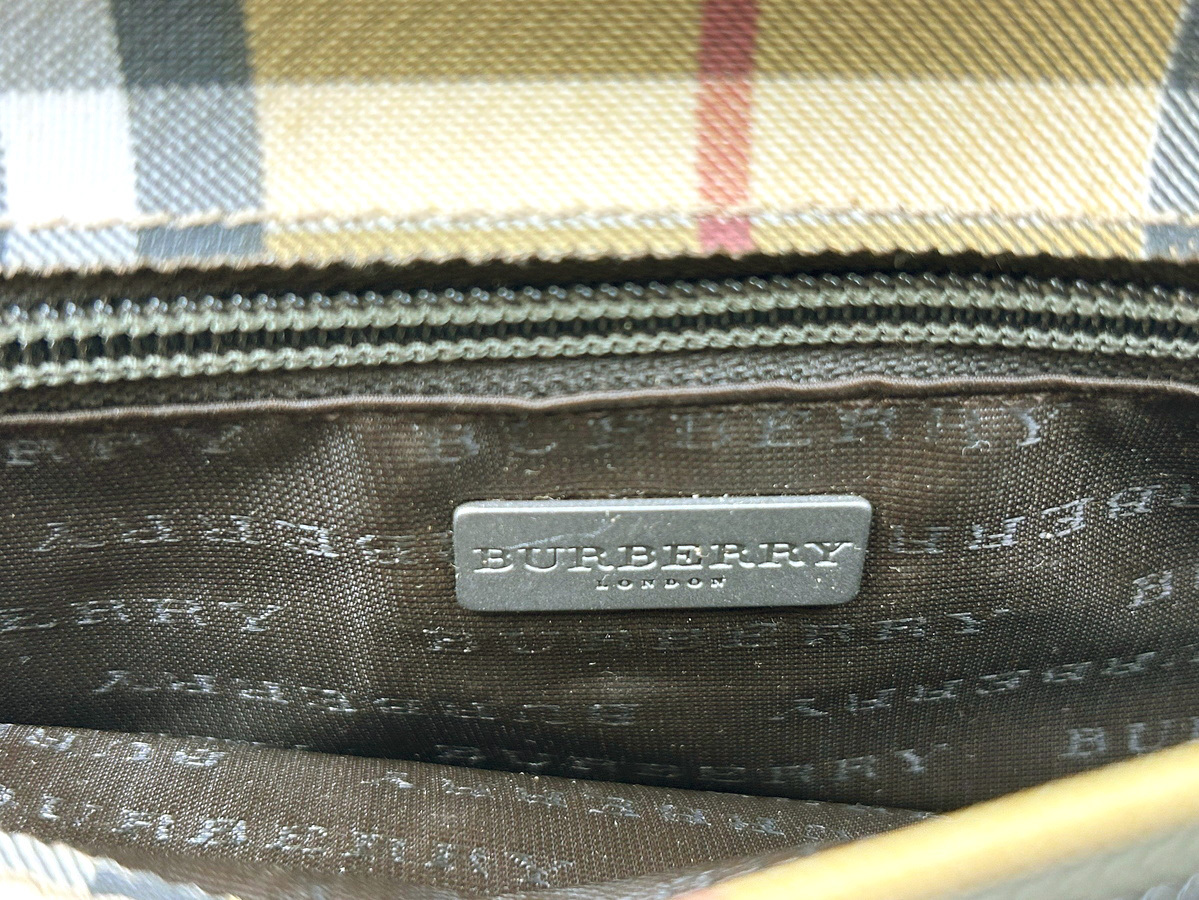 1円スタート 【BURBERRY LONDON バーバリーロンドン】 ノチャチェック トート ハンドバッグ ブラウン キャンバス×レザー カバンの画像2