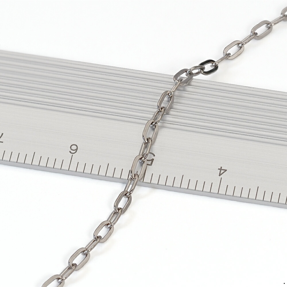 ネックレス チェーン 純チタン フラットロング小豆チェーン 幅2.0mm 長さ45cm｜鎖 チタン アクセサリー レディース メンズ_画像2