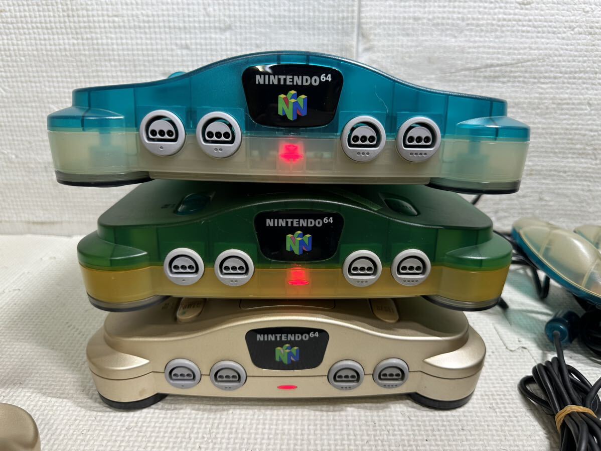 中古品 ゲーム NINTENDO 64 本体 NUS-001 クリアブルーグリーン金周辺機器あり大量まとめ18点セット★本体通電確認のみ現状品ジャンク扱い_画像4