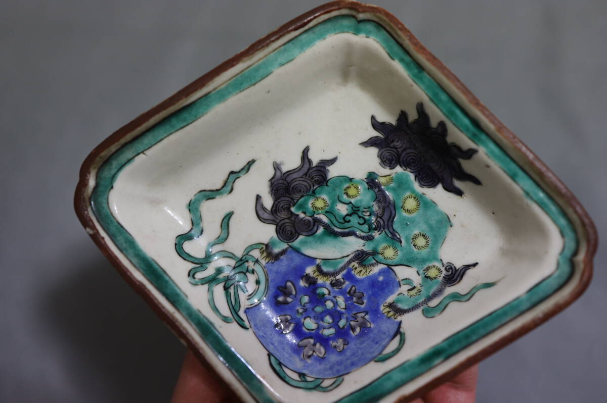中国美術 呉須赤絵 獅文皿 時代物 南京赤絵 明時代 茶器煎茶道具 骨董の画像7