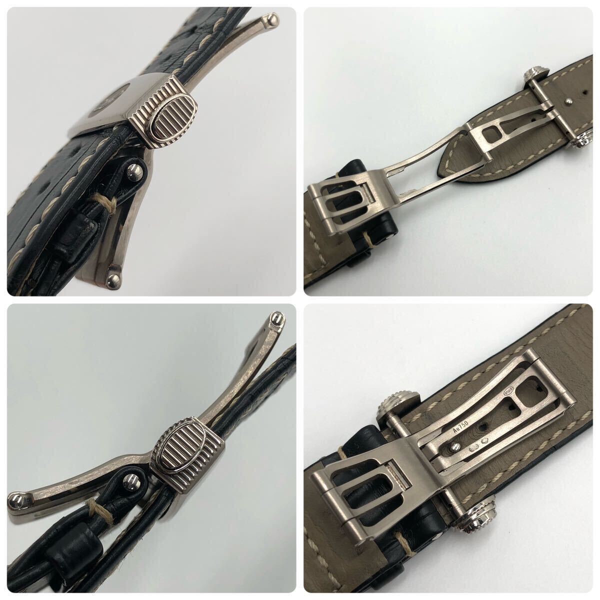 [ beautiful goods ] Breguet K18WG original belt 20mm for navy marine worn te-ji5817 5410 D buckle attaching leather black ko type pushed .