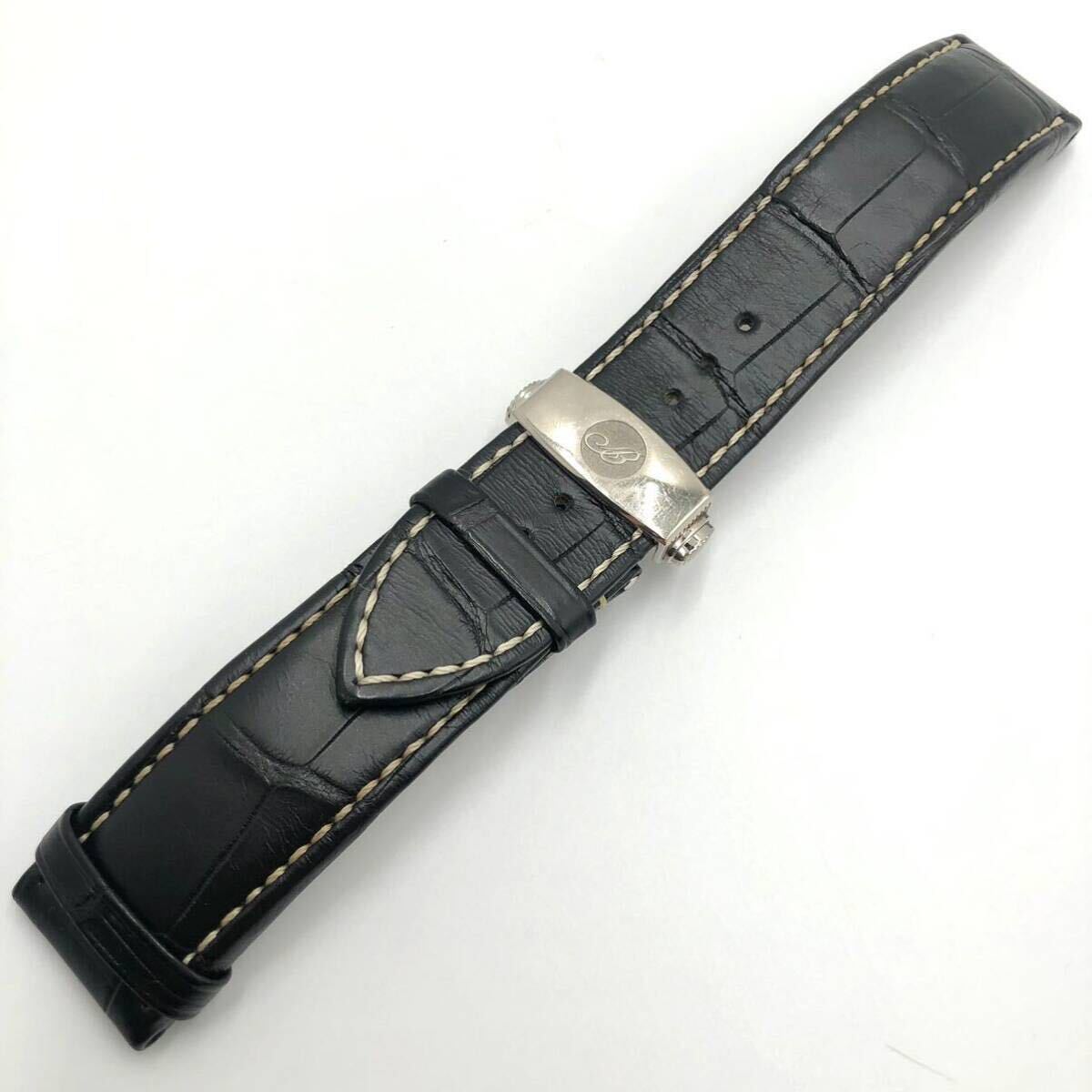 [ beautiful goods ] Breguet K18WG original belt 20mm for navy marine worn te-ji5817 5410 D buckle attaching leather black ko type pushed .