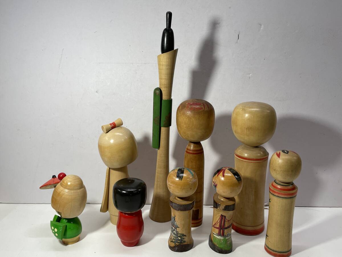 ★コレクター必見 こけし まとめ売り 木製 オブジェ 置物 日本人形 飾り 木工 工芸品 レトロ コレクション T954の画像6