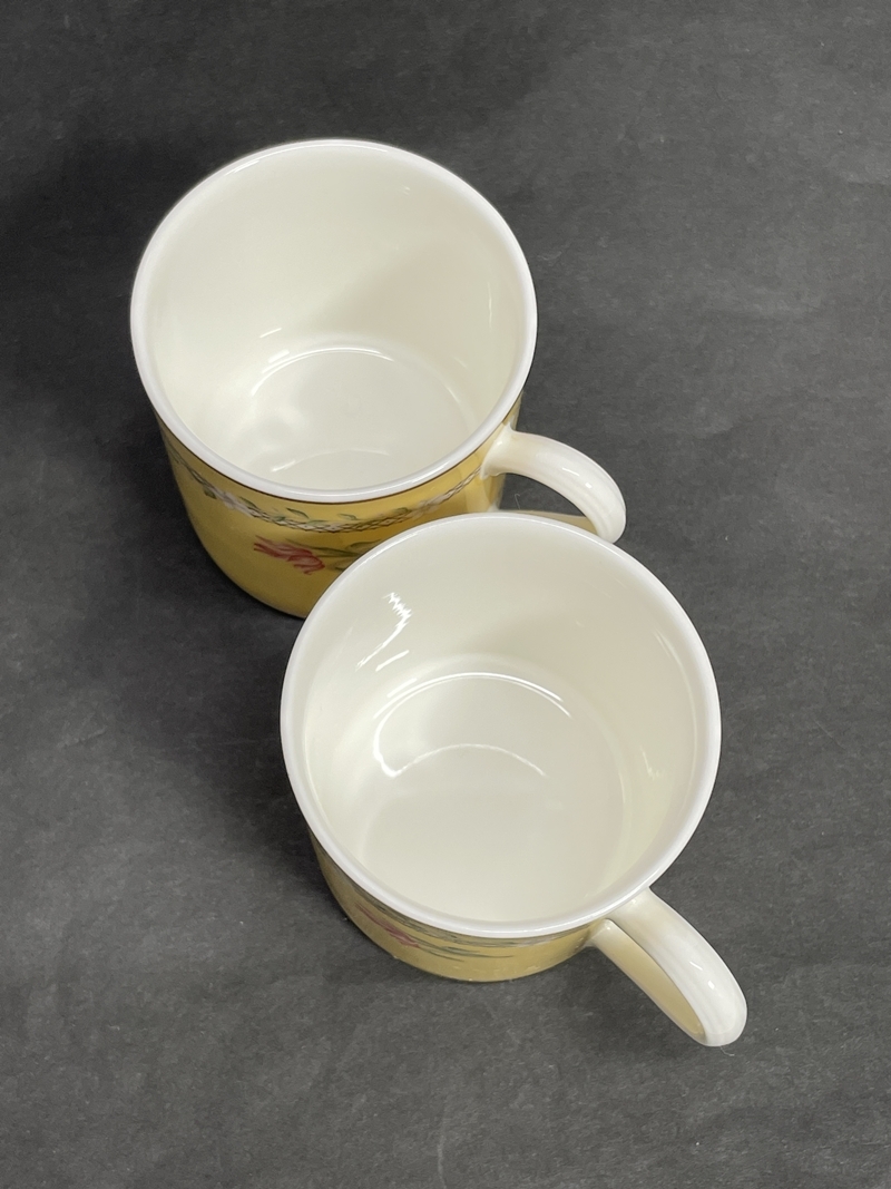 コレクター必見 TIFFANY&Co. ティファニー ピンクチューリップ カップ デミタスカップ 2客 イエロー 黄色 小さなカップ 洋食器 茶器 ma461の画像5
