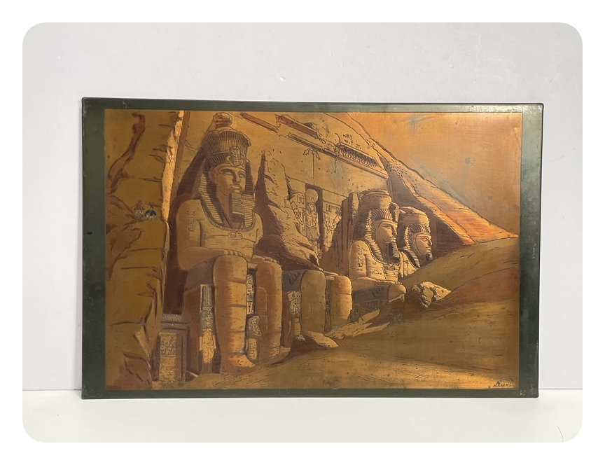 ● コレクター必見 エジプト 銅版 彫刻 銅製 置物 飾り インテリア 雑貨 壁掛 金属工芸 コレクション ma617の画像1