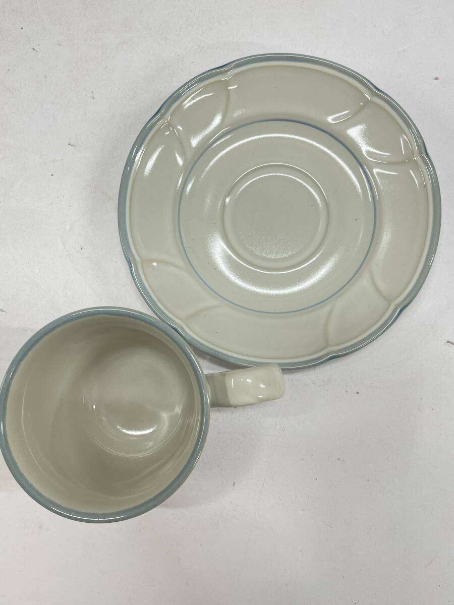 ★コレクター必見 Noritake STONEWEAR VICTORY BLUE ノリタケ カップ＆ソーサー 2客 洋食器 茶器 レトロ コレクション T567_画像5