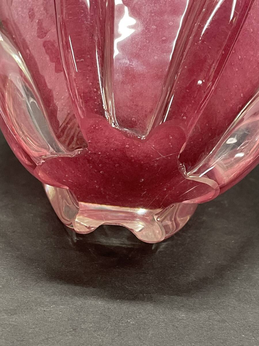 ★コレクター必見 イワタガラス レトロ ガラス製 フラワーベース 花瓶 インテリア オブジェ ディスプレイ 高さ約19㎝ 重さ約4㎏ 置物 T843の画像5