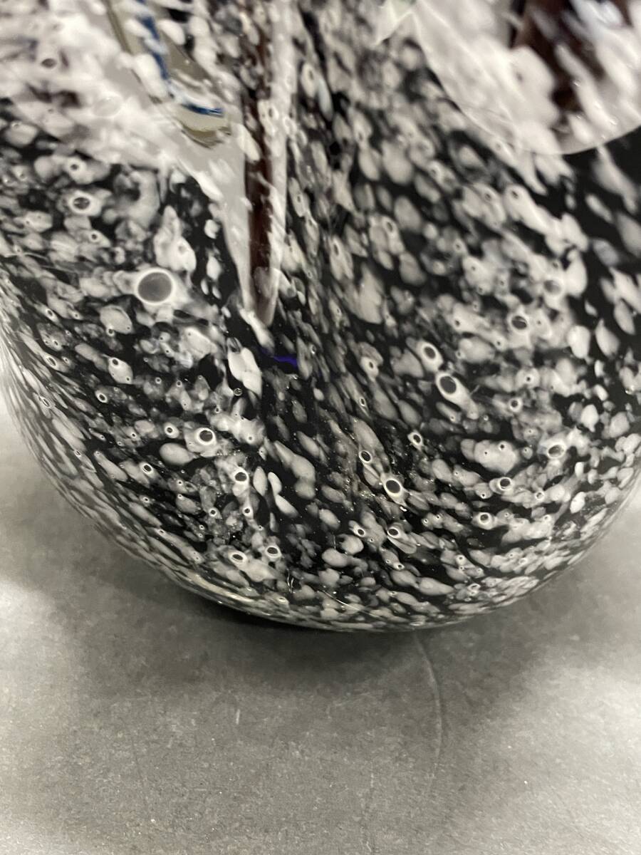 * collector стоит посмотреть Showa Retro стеклянный цветок основа ваза ваза для цветов белый × интерьер чёрного цвета произведение искусства украшение украшение T860