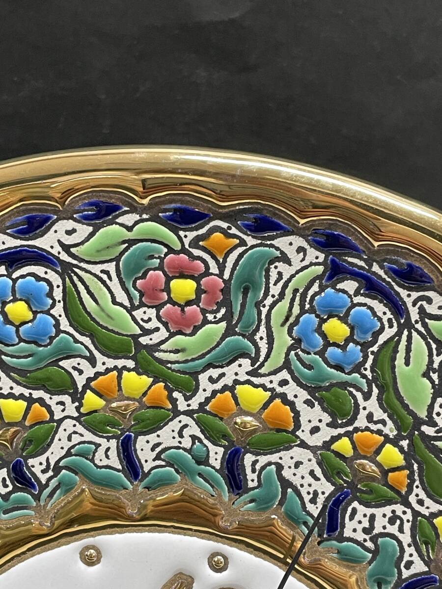 ★コレクター必見 スペイン陶器？ ビンテージ 時計 陶器製 花柄 カラフル インテリア オブジェ 飾り コレクション T900の画像3