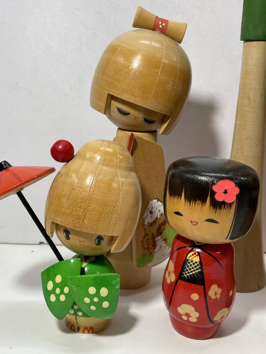 ★コレクター必見 こけし まとめ売り 木製 オブジェ 置物 日本人形 飾り 木工 工芸品 レトロ コレクション T954の画像2