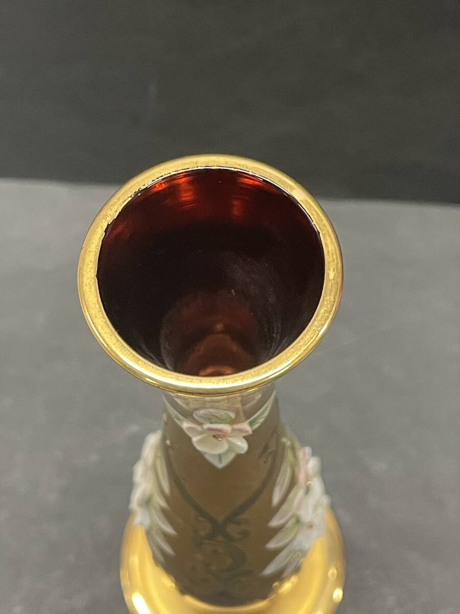 ★コレクター必見 ボヘミアガラス フラワーベース ガラス製 花瓶 花器 置物 飾り インテリア オブジェ コレクション T963の画像2