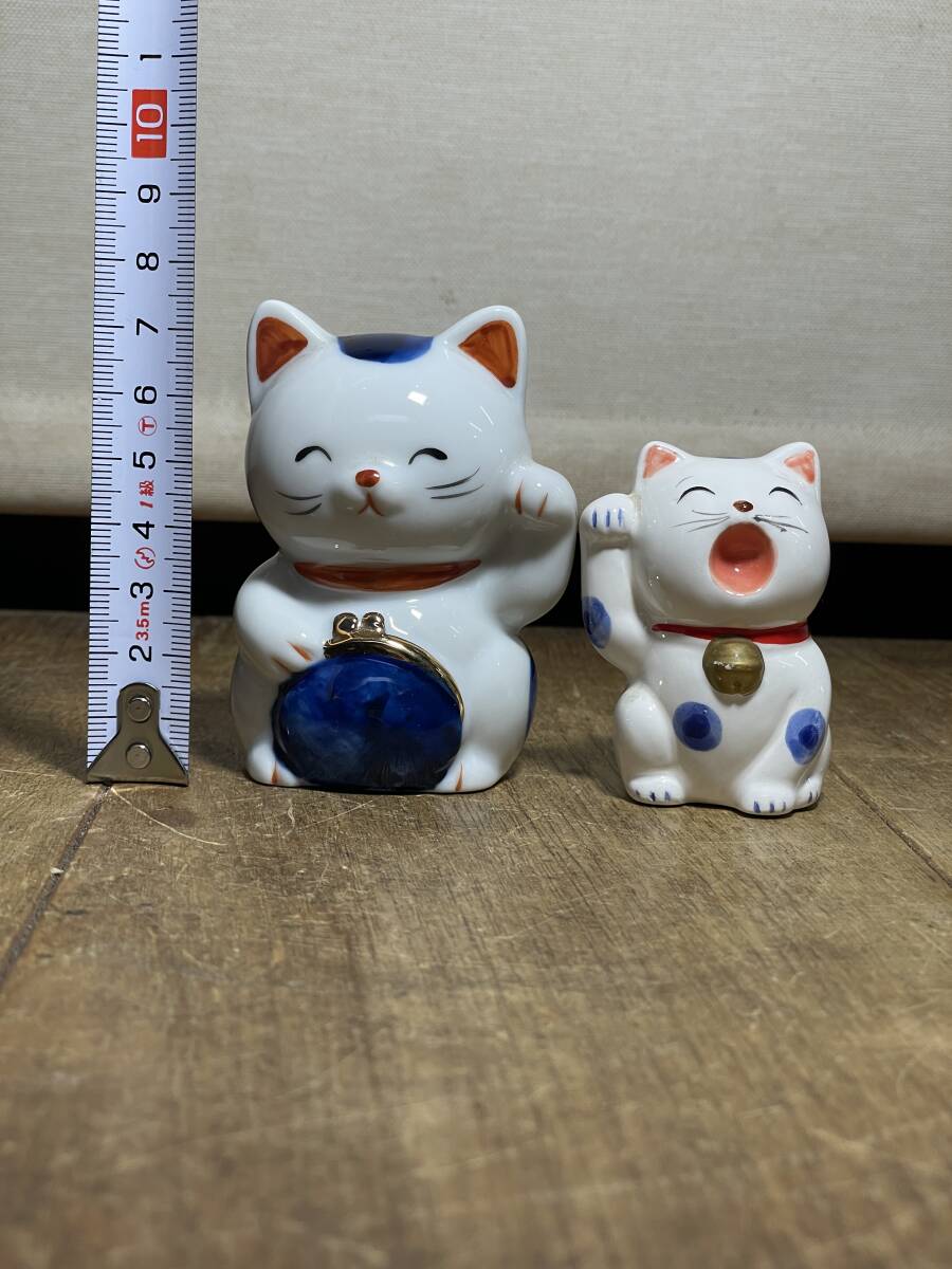 ★コレクター必見 陶器製 猫 ねこ 置物 2点セット 小さい置物 飾り 招き猫 かわいい オブジェ コレクション T982_画像8