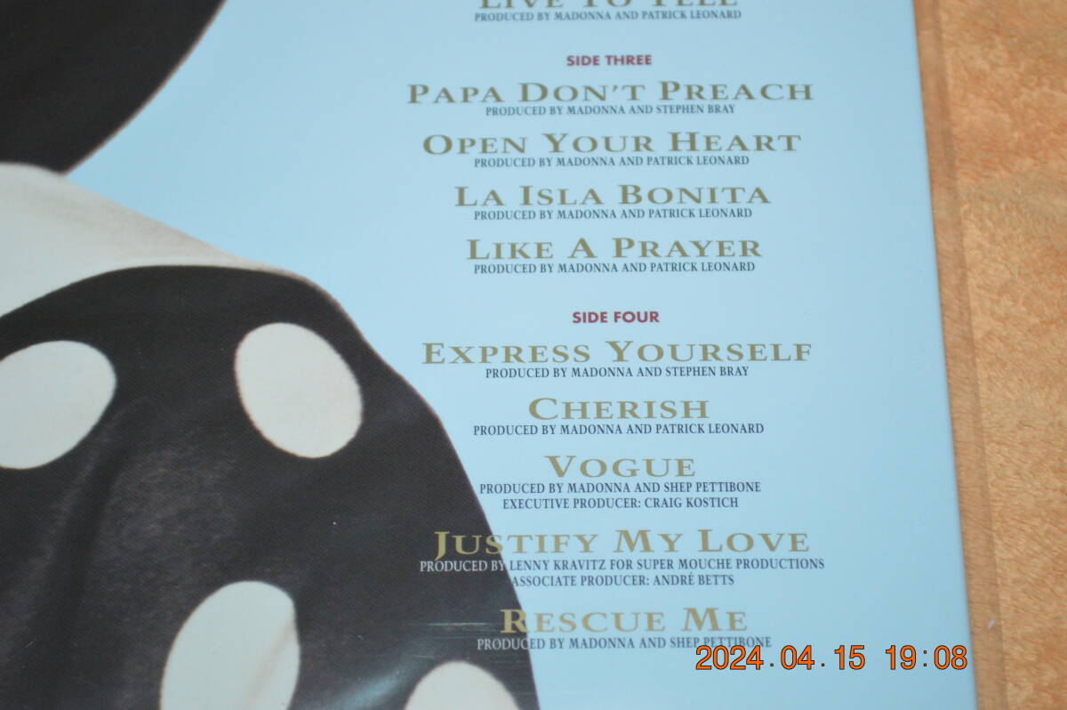 MADONNA マドンナ The Immaculate Collection Europe盤 2枚組 LPレコード : 見開きジャケ仕様 ： 2007年再発盤の画像7