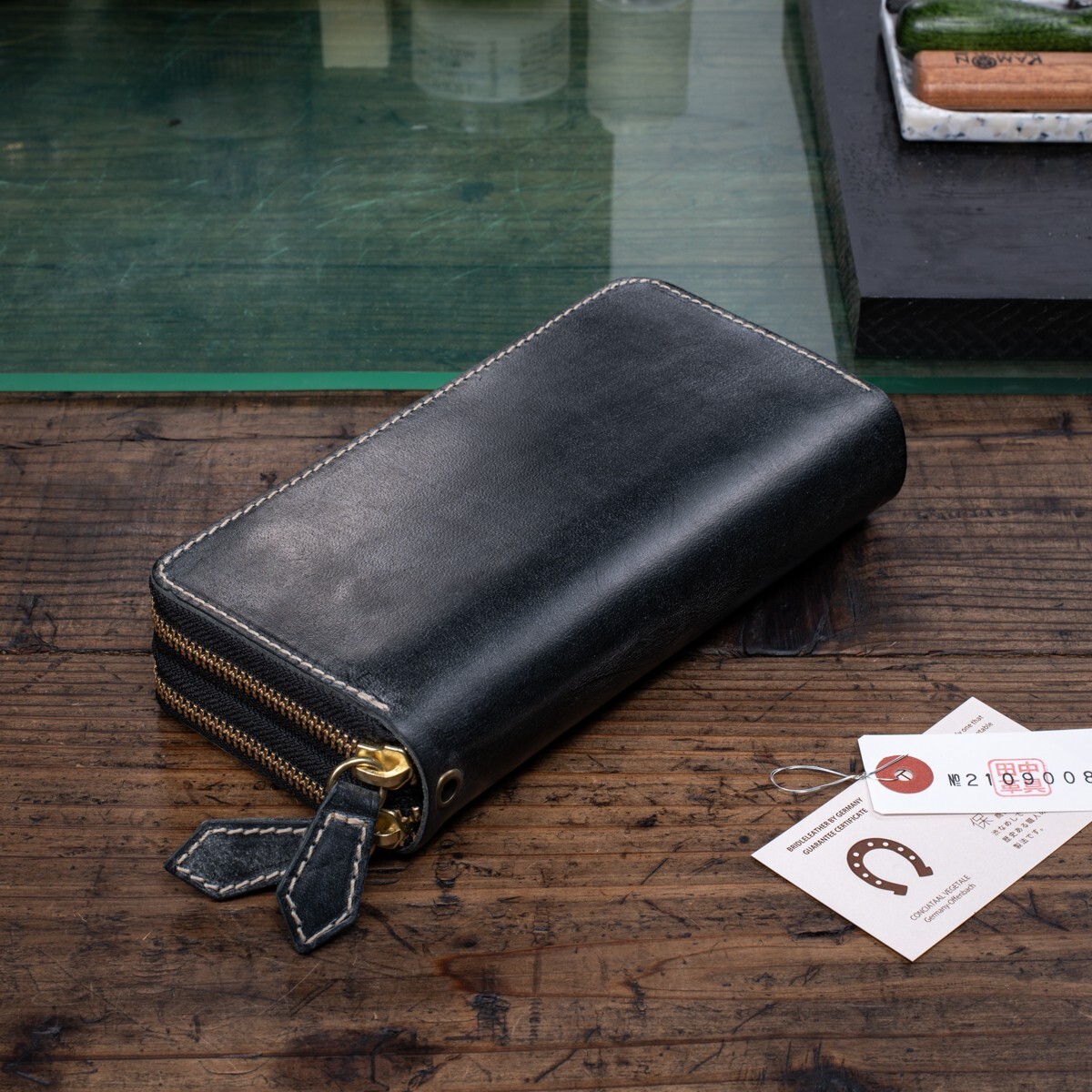 [ the truth thing photographing ] new goods b ride ru leather double fastener original leather men's long wallet round fastener unused free shipping 1 jpy black black rice field middle leather .