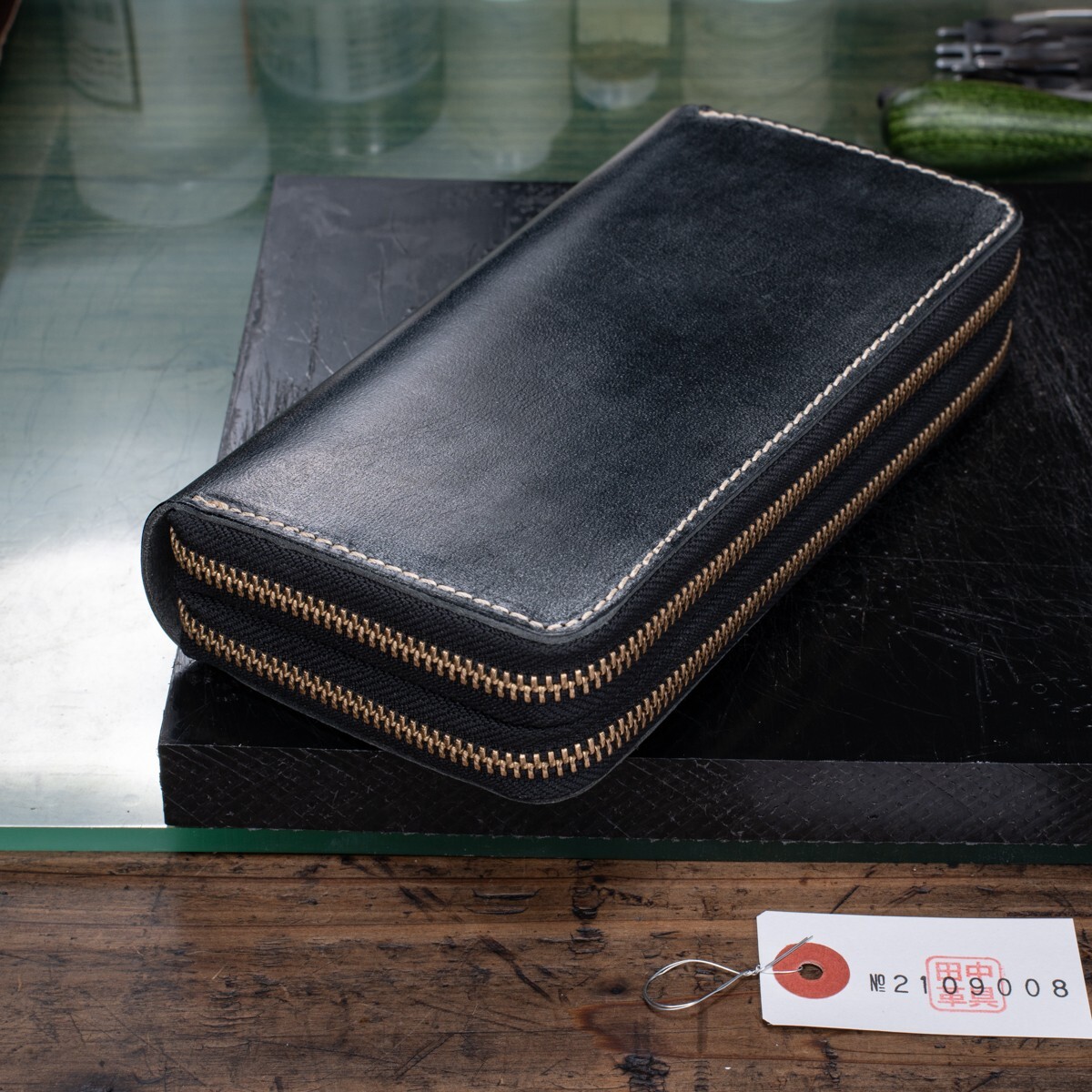 [ the truth thing photographing ] new goods b ride ru leather double fastener original leather men's long wallet round fastener unused free shipping 1 jpy black black rice field middle leather .