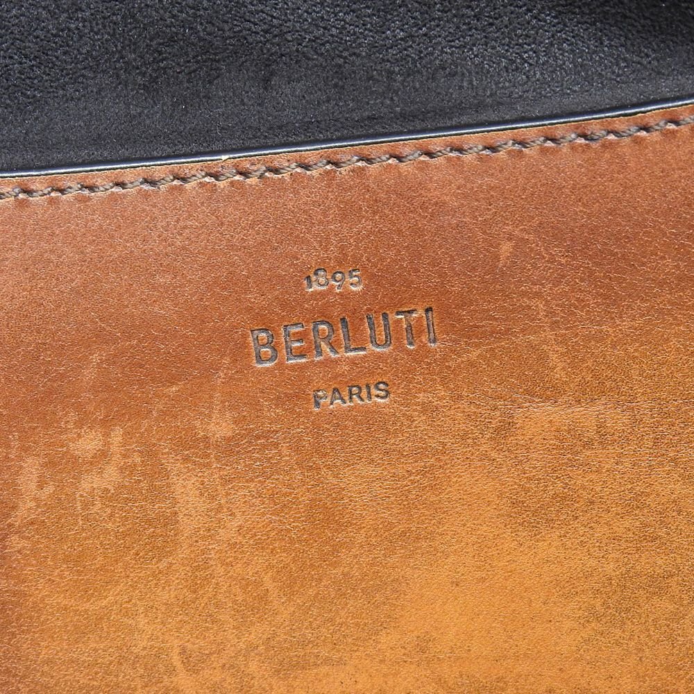 # 1 иен ~ стандартный б/у товар три .50.7 десять тысяч # Berluti BERLUTI #tu Jules большая сумка # кожа Brown pa чай nkali graph .