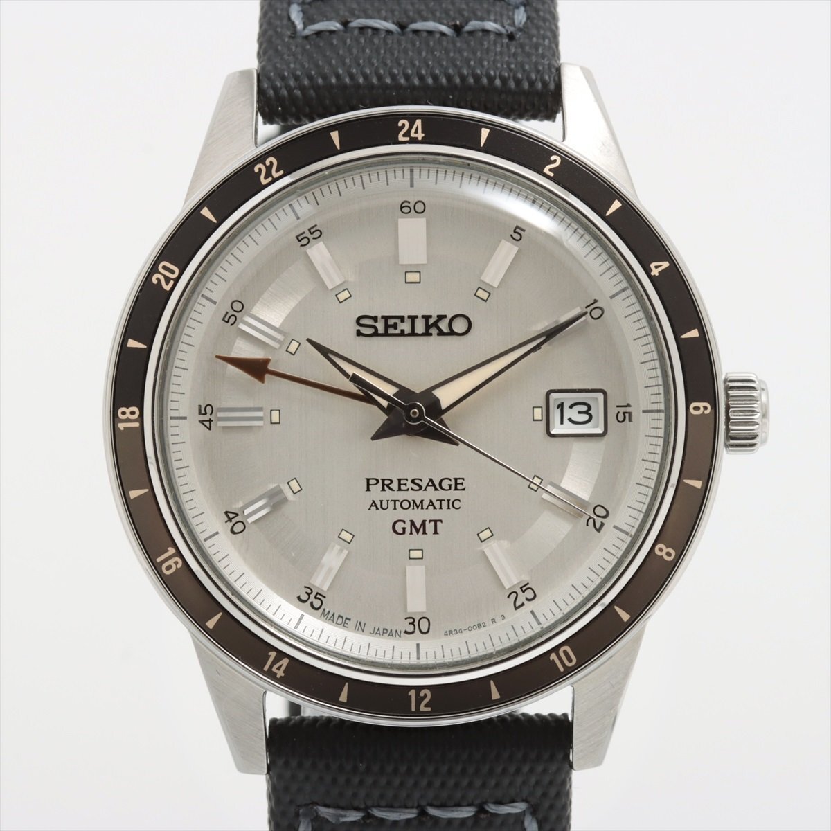 ■ 1円 ～ 中古 参定8.4万■ セイコー SEIKO ■ プレザージュ Style60's GMT SSK011 J1 ■箱保 自動巻き ブラック シルバー 4R34-00B0_画像1