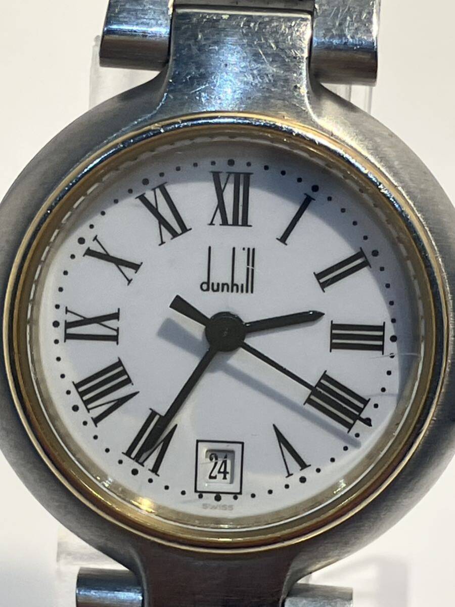 【不動品】dunhill ダンヒル ミレニアム デイト クォーツ 腕時計 白文字盤 ステンレススチール SSの画像4